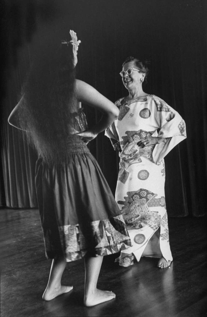 An American woman takes a hula lesson. Starting in the 1950s the mainland developed a fascination with all things Polynesian.