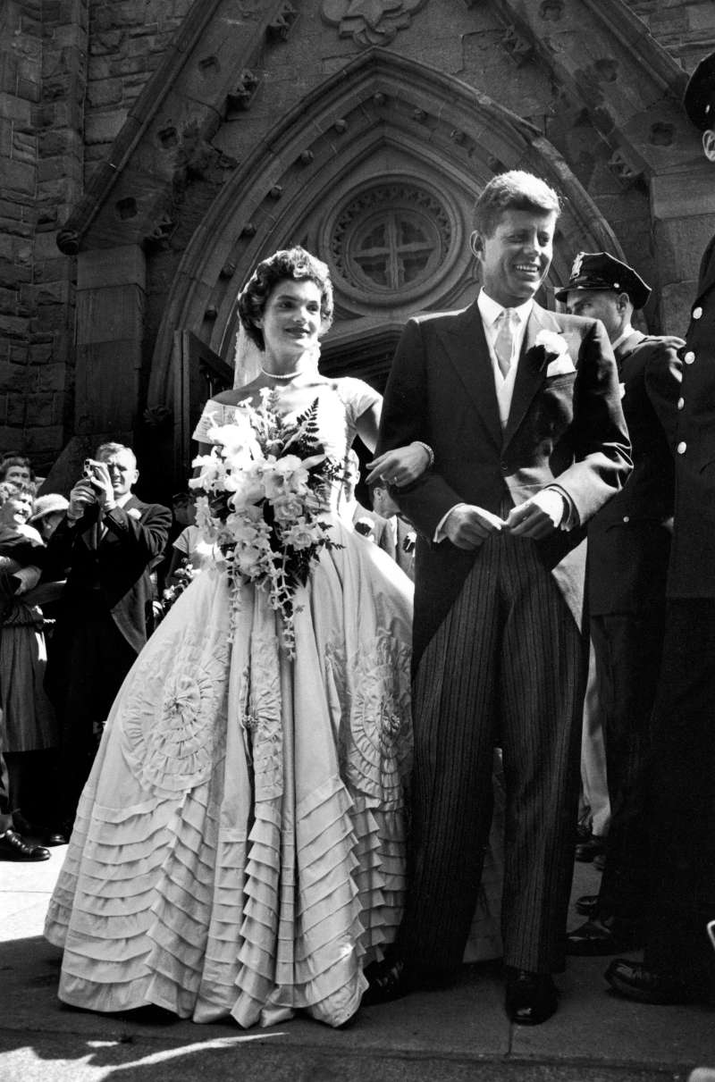 After a year-long courtship and a three-month engagement, Jacqueline Bouvier, 24, and Sen. John F. Kennedy, 36, are married on Sept. 12, 1953, at St. Mary's Church in Newport, Rhode Island, in what many regard as one of the 20th century's true  fairy tale  weddings. Here, LIFE.com presents a series of photos from that day -- most of them rare, a few of them famous -- by LIFE magazine's Lisa Larsen.