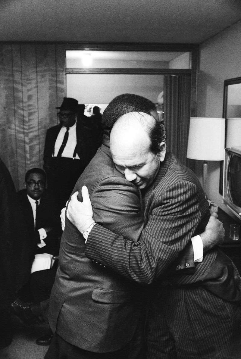 Ralph Abernathy and Will D. Campbell, a long-time friend and civil rights activist, embrace in Dr. King's room.  I was documenting a momentous event,  Groskinsky told LIFE.com,  and I thought that at any time I was going to be asked to leave, so I did what I could as quickly as I could.
