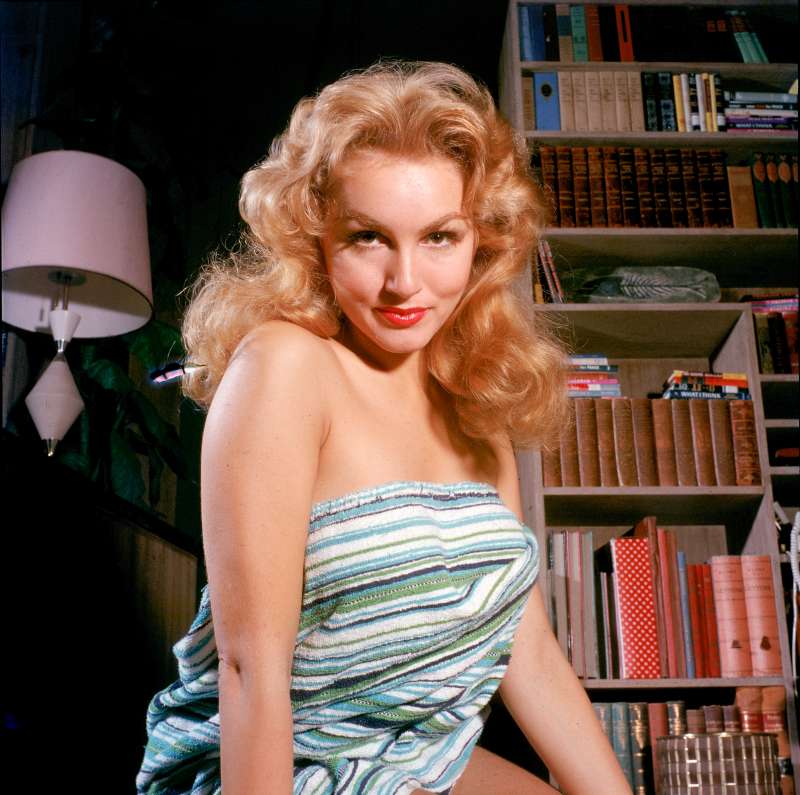 Julie Newmar on the set of the Broadway play,  The Marriage-Go-Round,  for which she won a Tony Award, 1958.