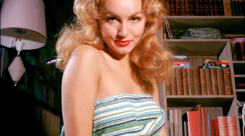 Not published in LIFE. Julie Newmar on the set of the Broadway play, The Marriage-Go-Round, 1958.