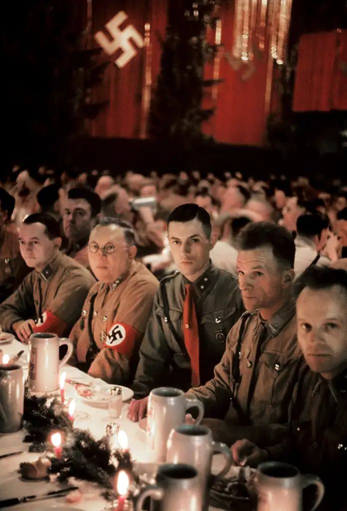 Scene from a Christmas party attended by Adolf Hitler and other Nazis, date unknown.