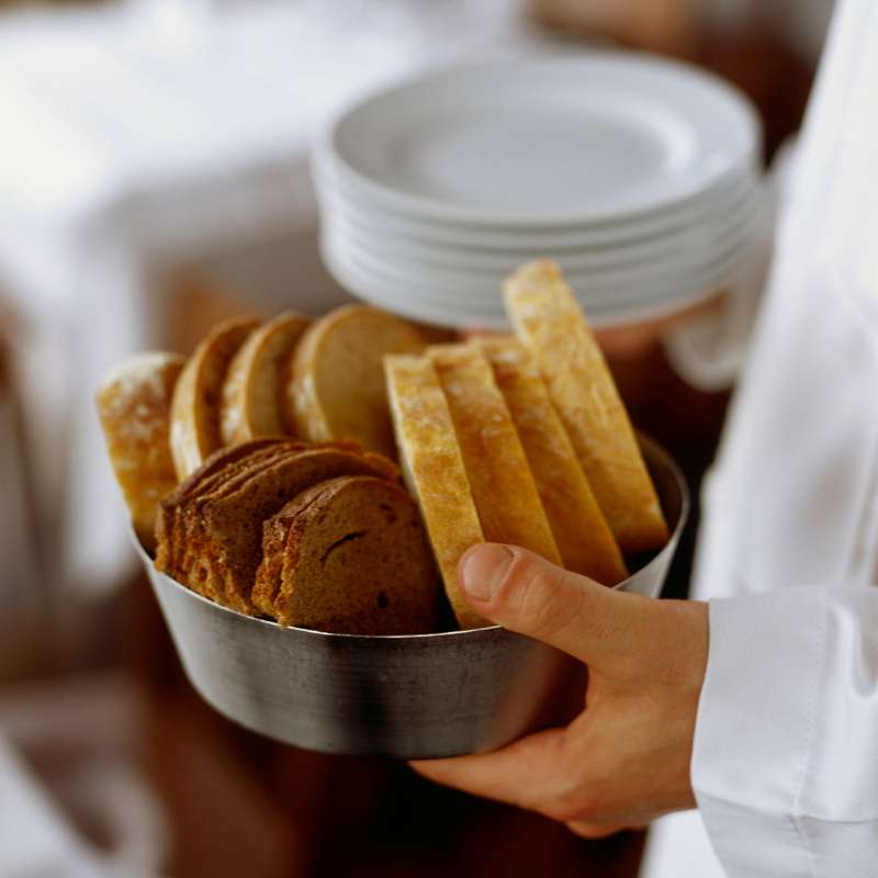 Selection of breads in restaurant