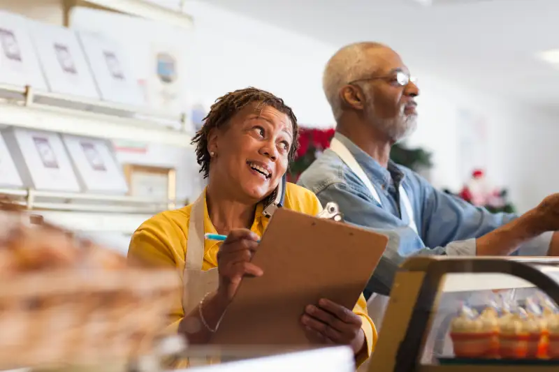 Baby boomer entrepreneurs in bakery