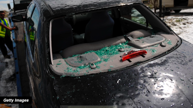 Hail-damaged car