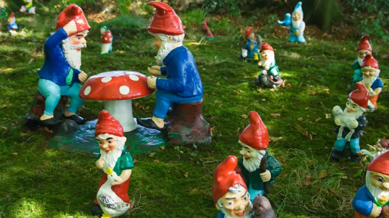 Gnomes at the Gnome Reserve, Devon, UK.