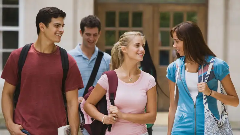 College students walking on campus