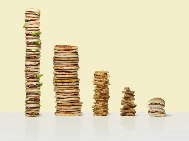 Stacks of food in bar graph