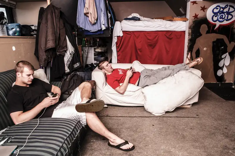 College students slacking off and living in parents' basement