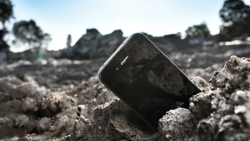 Smartphone in the dirt