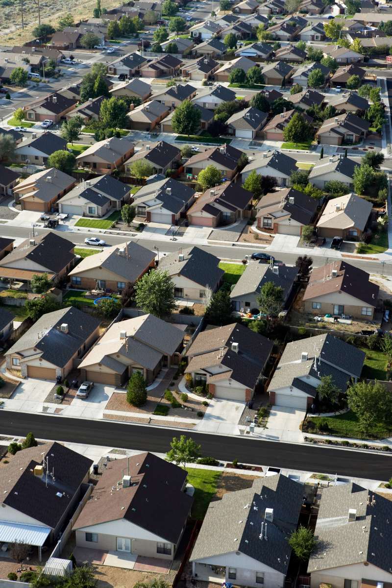 Aerial view of housing development