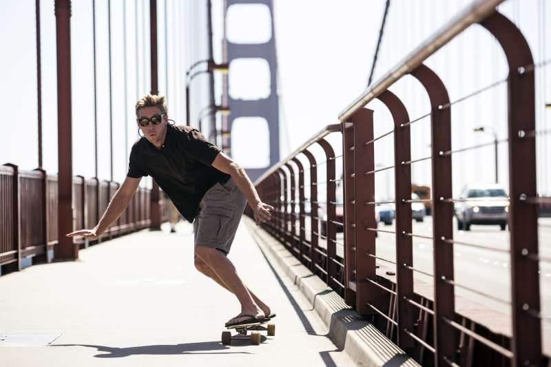 Skateboarder on the Golden Gate Bridge, San Francisco, California