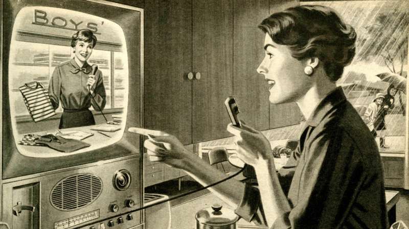 Vintage 1960s advertisement from the Electric Light and Power Companies of America of what future online shopping could be like