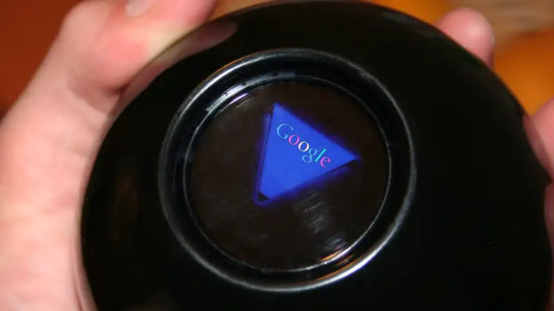 Magic 8-ball with Google logo