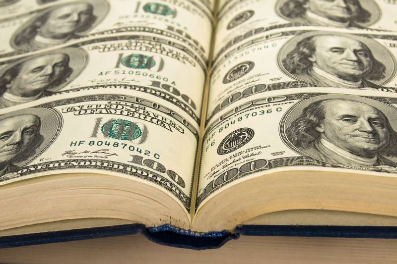 Book whose pages are hundred dollar bills