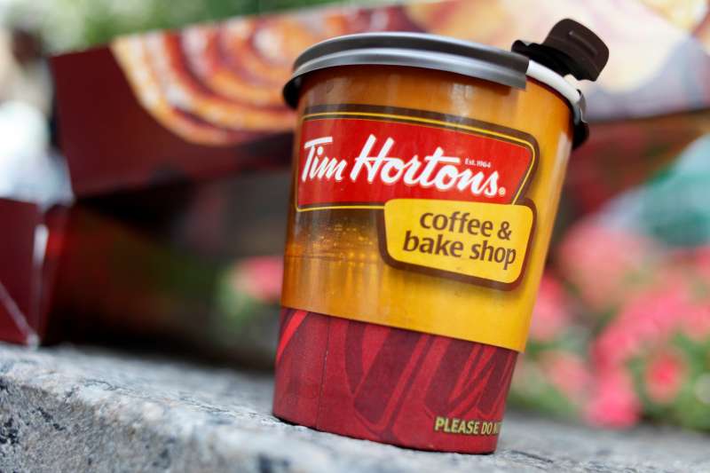 A Tim Hortons coffee cup in New York City on July 22, 2009.