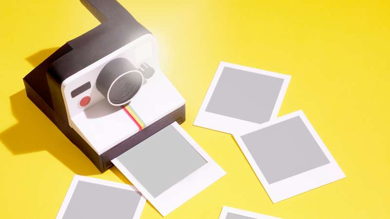 Polaroid camera with blank pictures