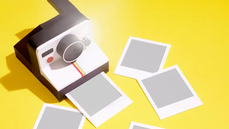 Polaroid camera with blank pictures