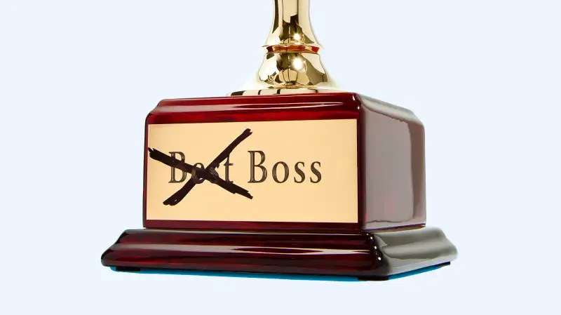 Trophy with  Best  in  Best Boss  engraving crossed out