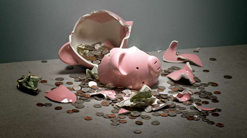 Smashed piggy bank