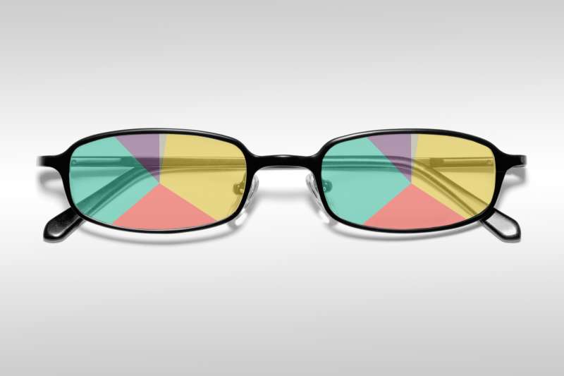 Eyeglasses with pie charts for lenses