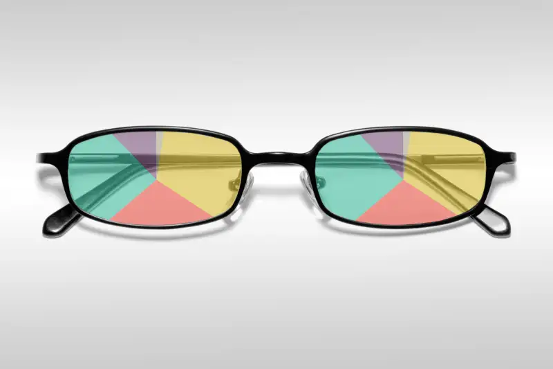 Eyeglasses with pie charts for lenses