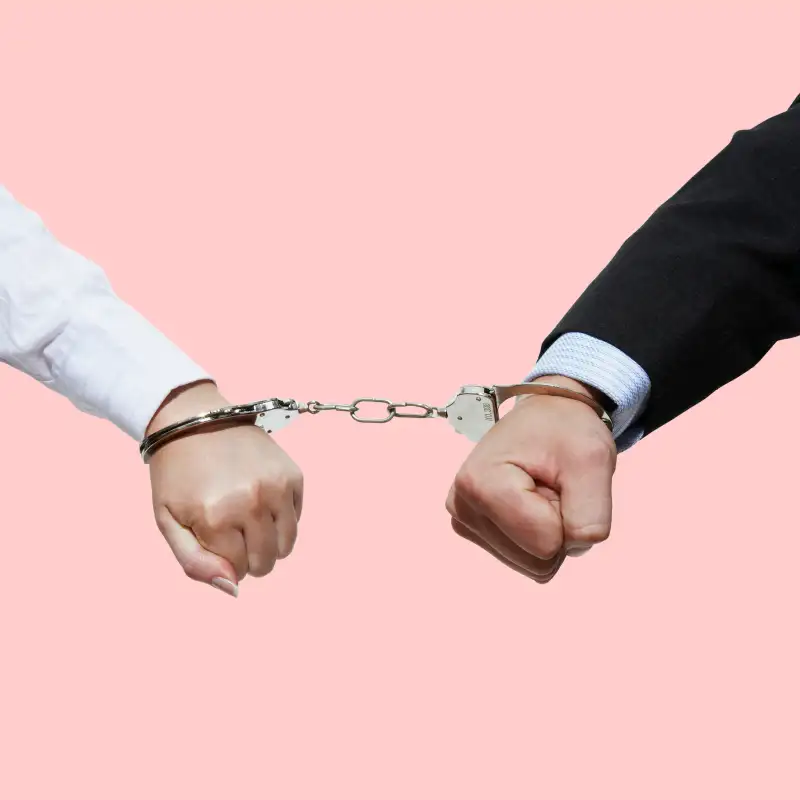 Man and wife handcuffed together