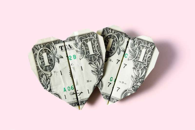 hearts made out of money