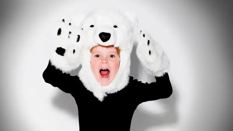 kid in polar bear costume