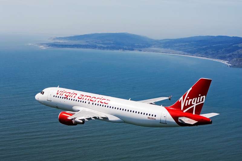 Virgin America airplane in flight