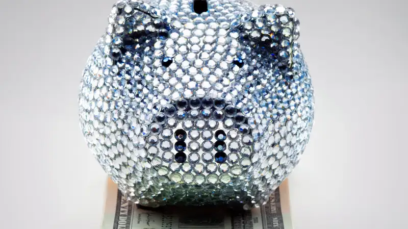 rhinestone studded piggy bank