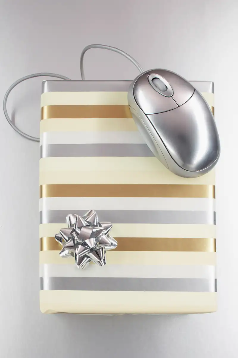mouse on top of present