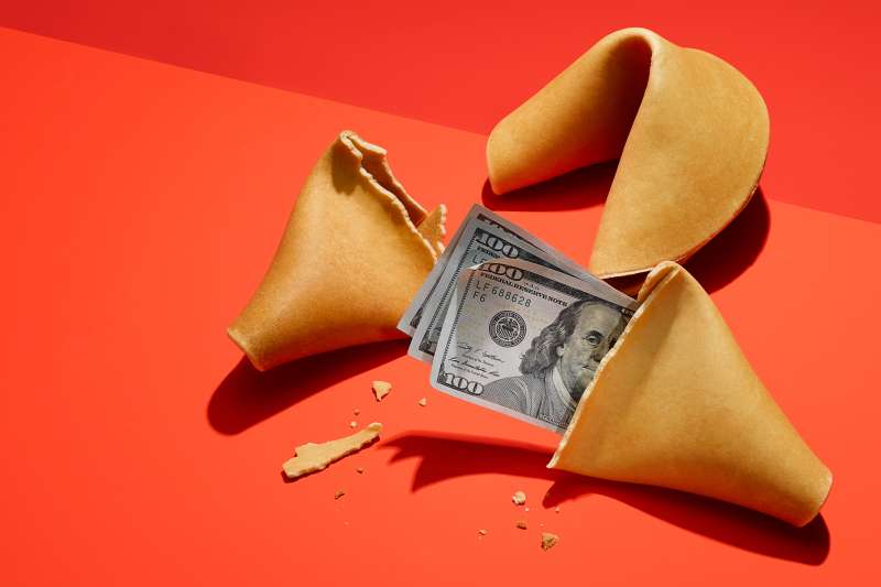 fortune cookie with money inside