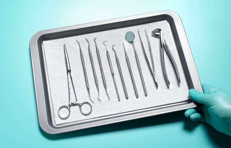 Tray of dental instruments
