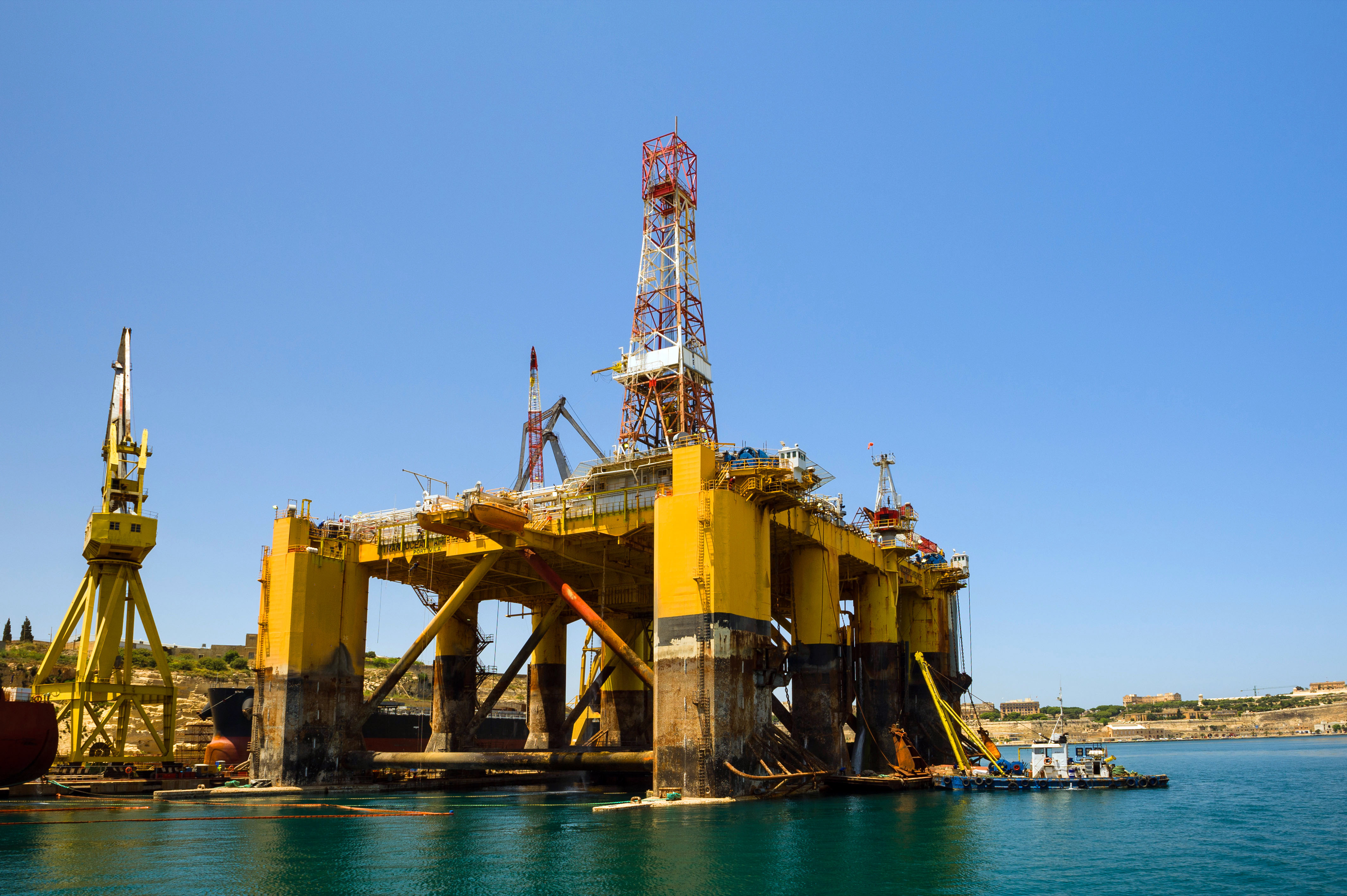 Transocean Drilling Rig, undergoing maintenance in the harbour of Valletta, Malta.