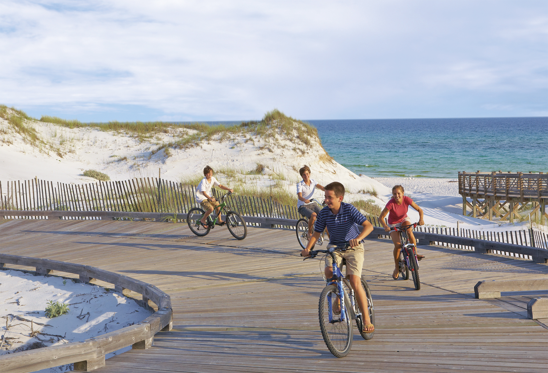 Riding bikes on the watersound boardwalk