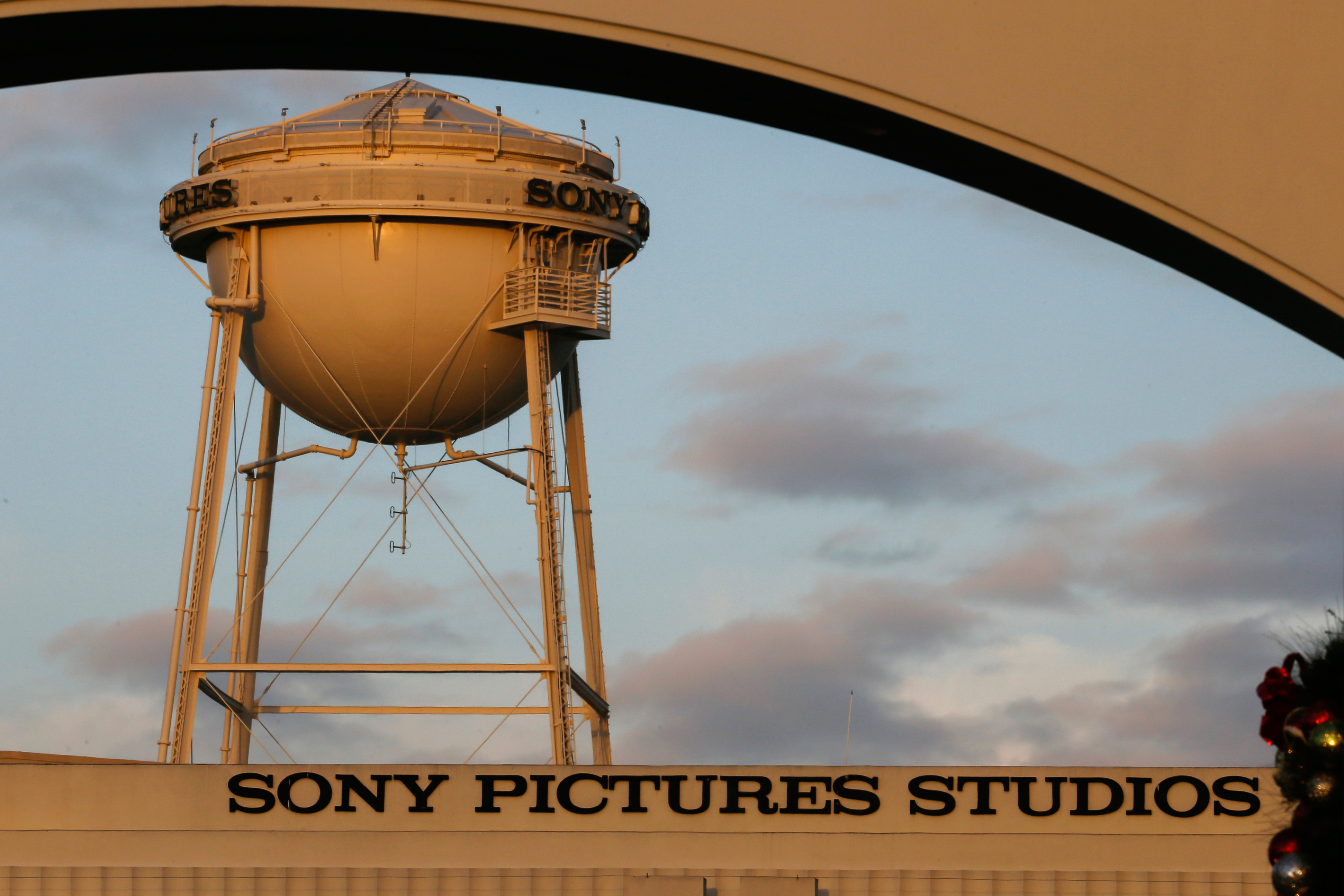 The water tower at the Sony Pictures Entertainment Inc. studios in Culver City, California.
