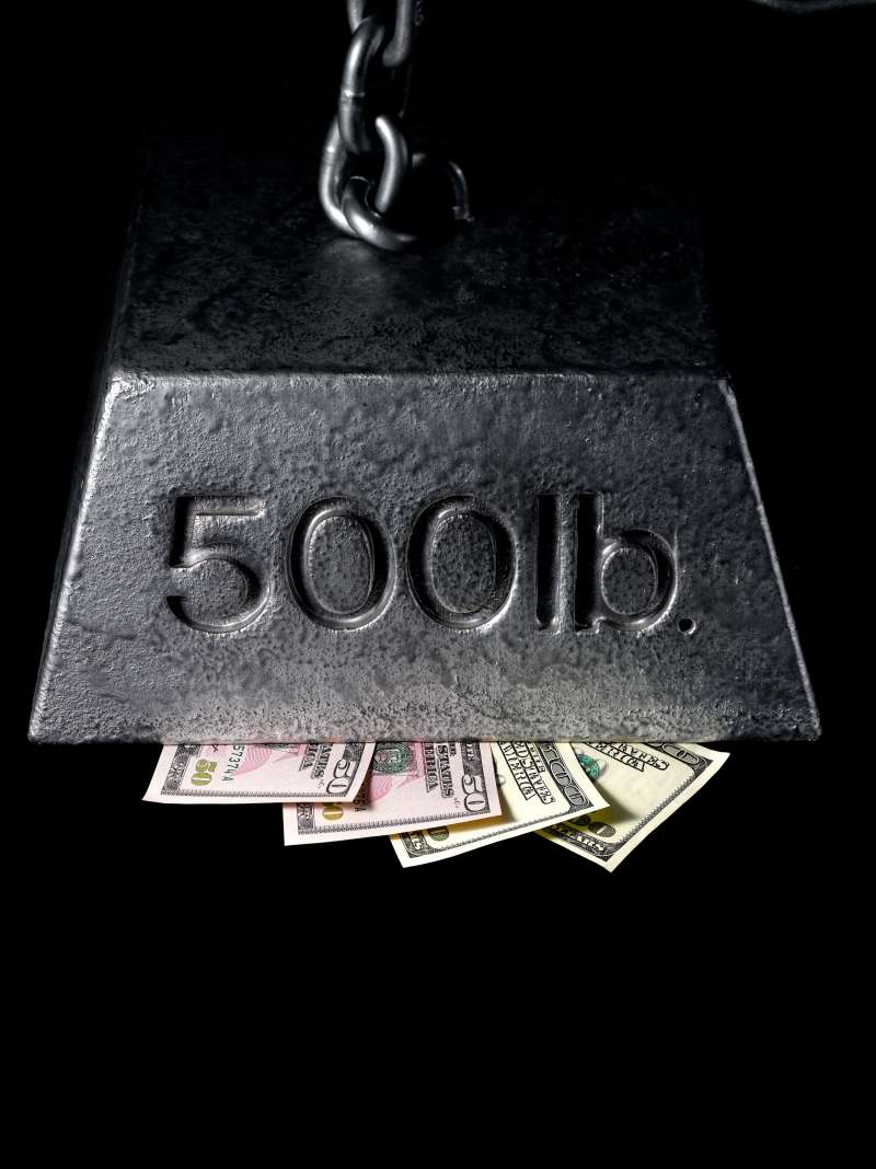 500lb weight on top of money