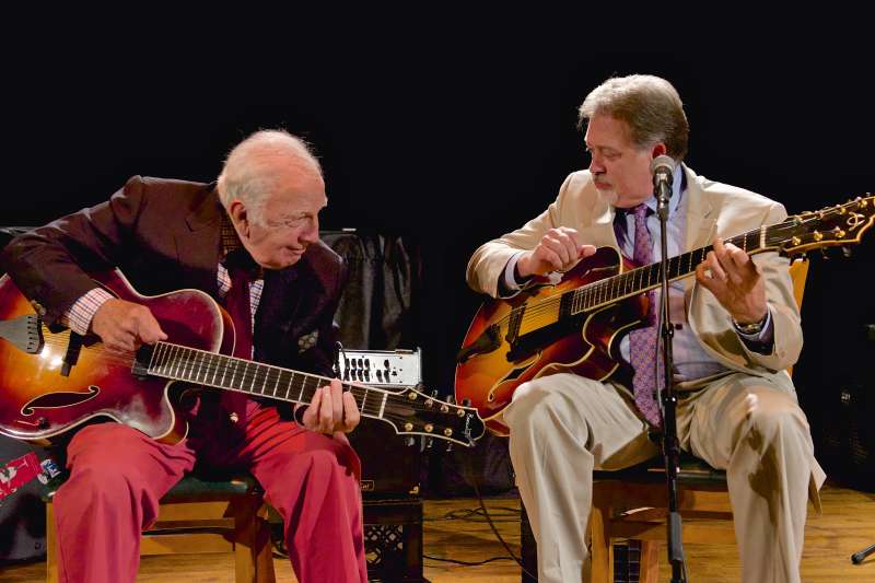 Jazz guitarist Bucky Pizzarelli, 89, at left, with Ed Laub, 62.