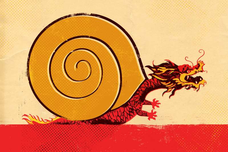 Illustration of Chinese dragon as snail