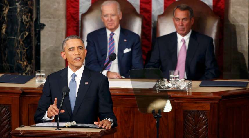President Barack Obama delivers his State of the Union address to a joint session of the U.S. Congress on Capitol Hill in Washington on Jan. 20, 2015.