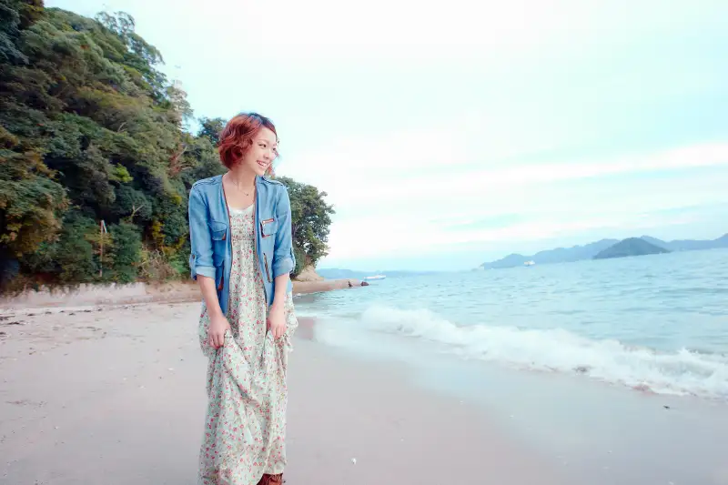 Japanese woman on beach