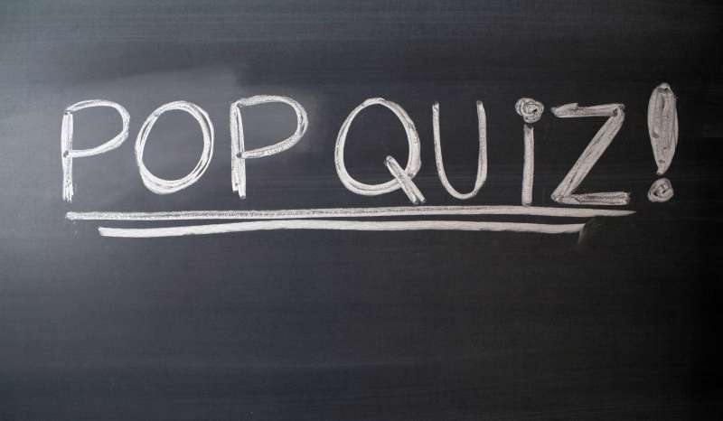Pop Quiz! written on black chalkboard