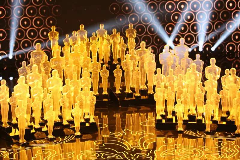 Oscar statues on stage at Academy Awards