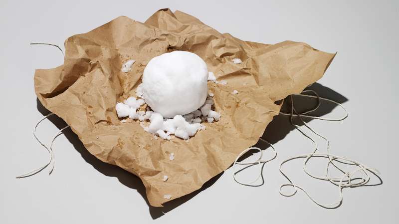 snowball wrapped in brown paper