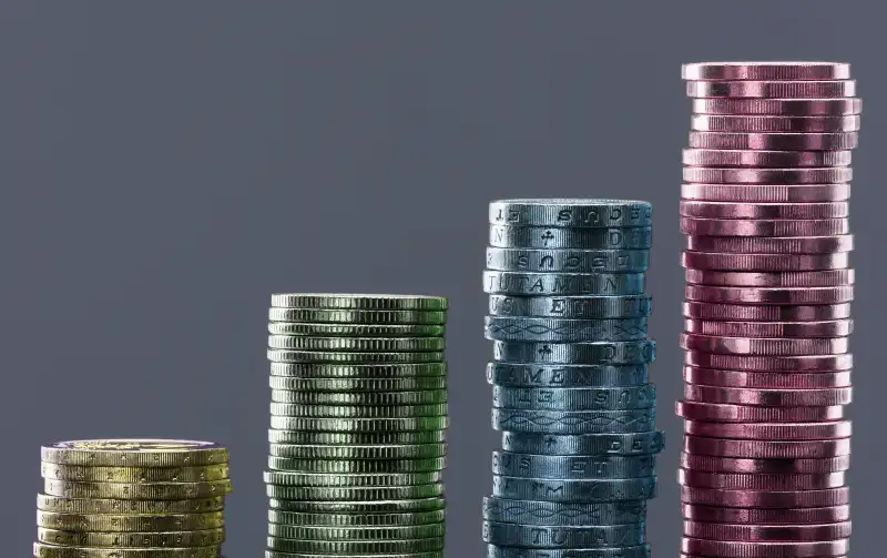 stacks of coins - each a different color