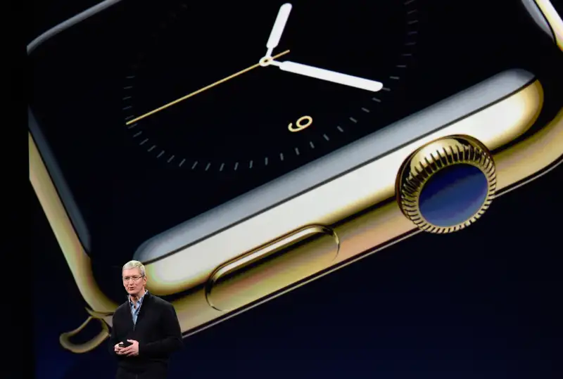 Tim Cook, chief executive officer of Apple Inc., speaks during the Apple Inc. Spring Forward event in San Francisco, California, U.S.