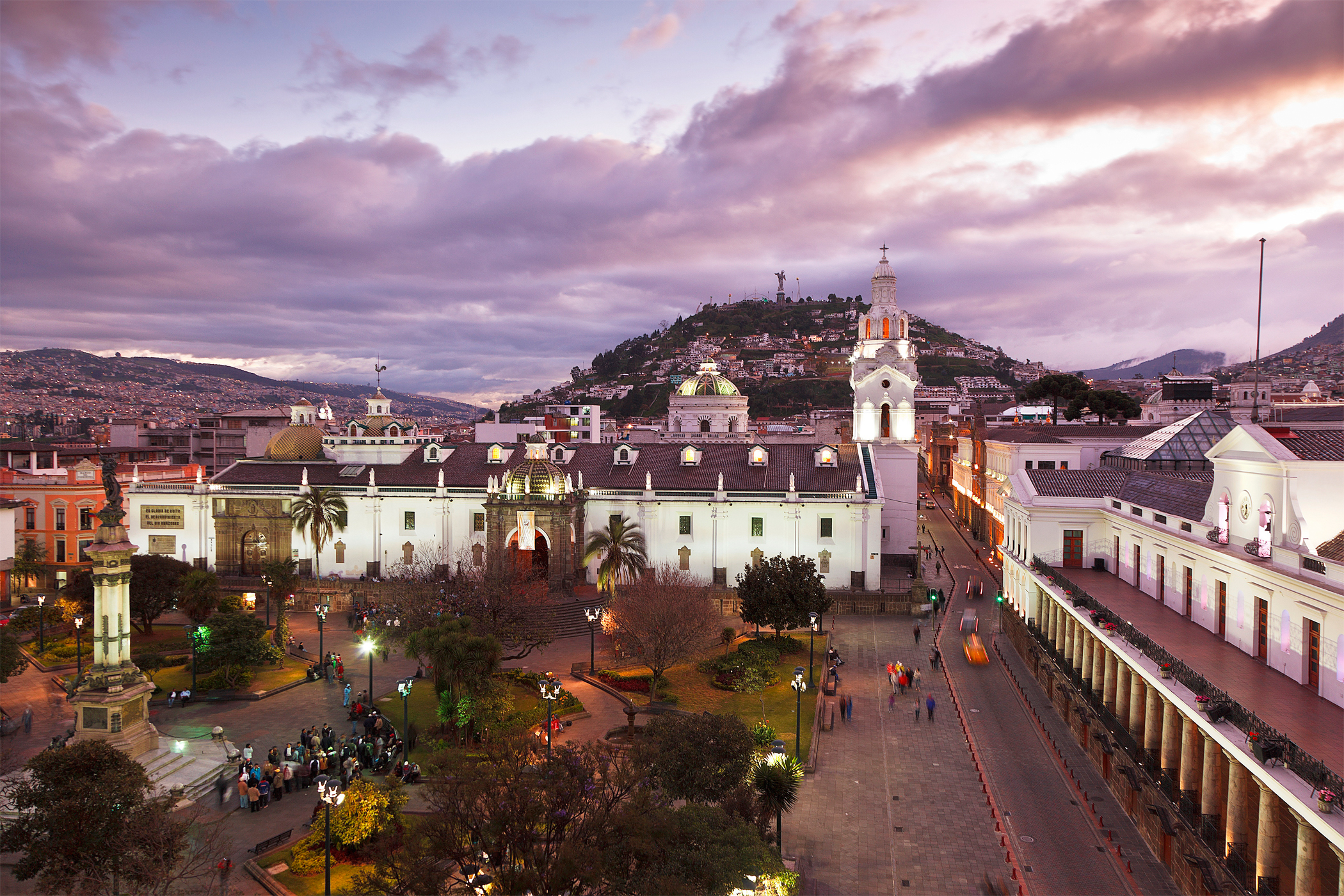 The Plaza de la Independencia sits at the center of capital city Quito, Ecuador.