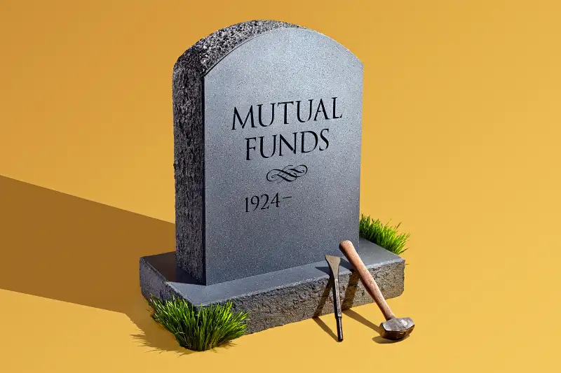 tombstone proclaiming that Mutual Funds aren't dead yet