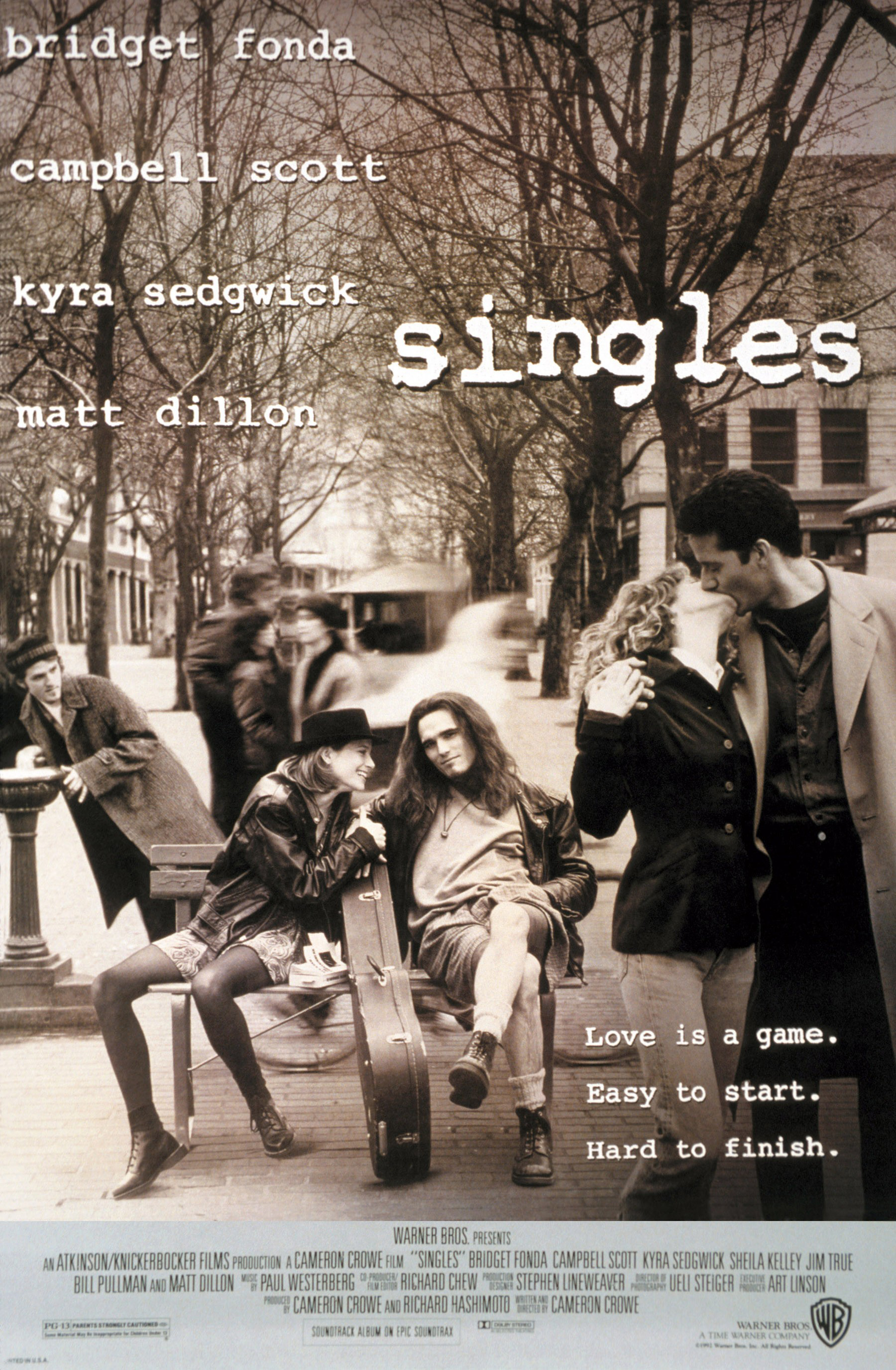 SINGLES, Bridget Fonda, Matt Dillon, Kyra Sedgwick, Campbell Scott, 1992.